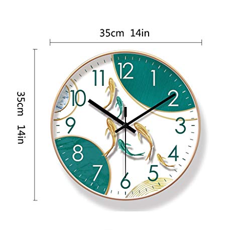 Relojes de pared para sala de estar modernos Nueve Pescado Redondo Reloj de Pared Hogar Moda Moda Moda Colgando Decoración Reloj de pared Punch gratis Simple Silent Clock Watch 14 pulgadas Relojes de