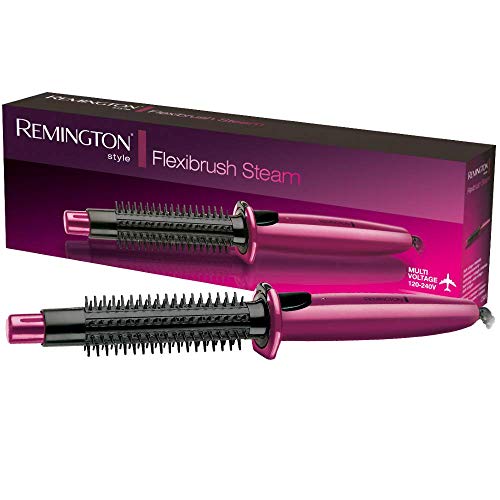 Remington Cepillo Moldeador Flexibrush Steam - Moldeador de Pelo, Cerámica, Función de Vapor, Crea Ondas, Rizos y Volumen, Rosa - CB4N