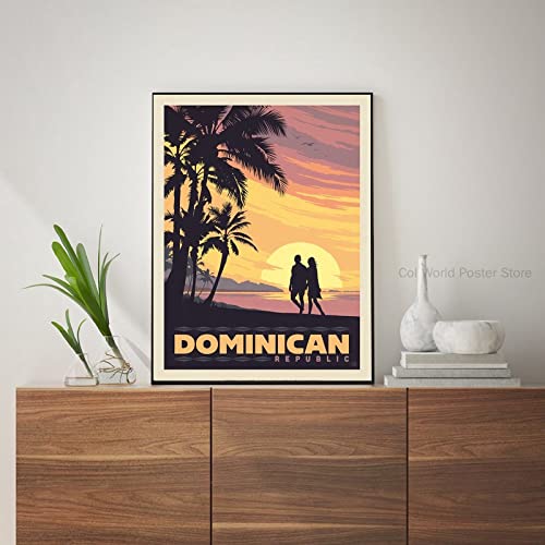República Dominicana Vintage Poster Print, bandera dominicana, regalo de cartel de viaje, arte de la pared del hogar, decoración de la pared de la oficina, cartel del mapa del estado 50x70cm sin marco