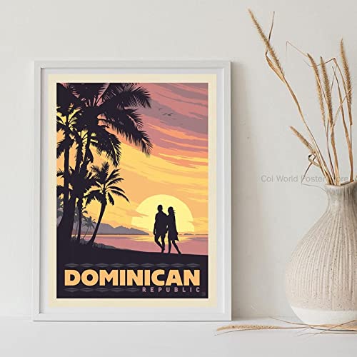 República Dominicana Vintage Poster Print, bandera dominicana, regalo de cartel de viaje, arte de la pared del hogar, decoración de la pared de la oficina, cartel del mapa del estado 50x70cm sin marco
