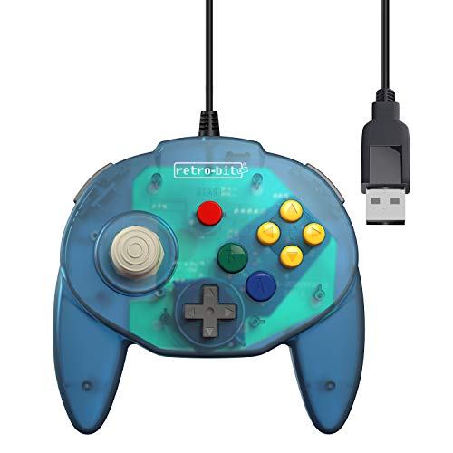 Retro-Bit Tribute 64 USB for PC, Switch, Mac, Steam, RetroPie, Raspberry Pi - Ocean Blue [Importación francesa]
