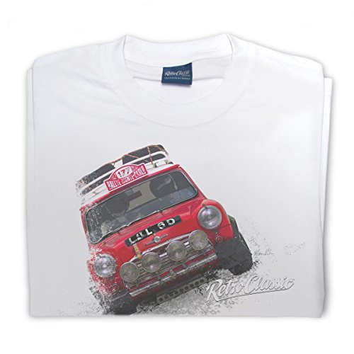 RetroClassic Rally Mini Cooper Classic Sports Car - Camiseta de cuello redondo para hombre