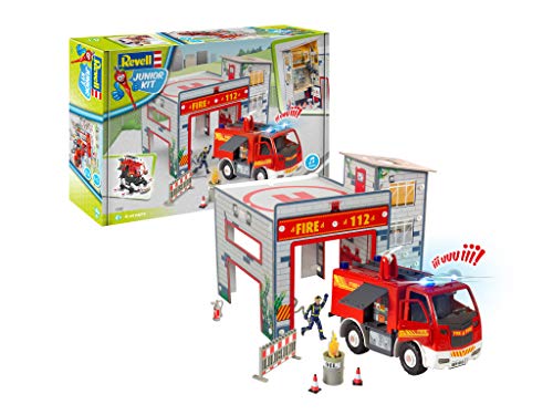 Revell- Spielset Feuerwache, bespielbare Feuerwehrstation mit Feuerwehrauto, Feuerwehrmann Juego para niños a Partir de 4, Multicolor (852)