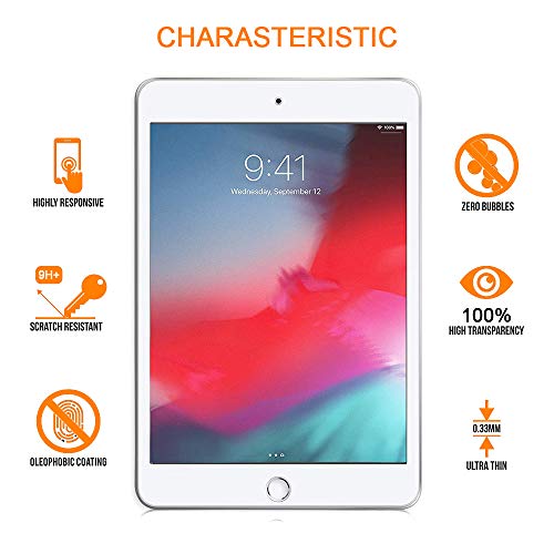 REY 2X Protector de Pantalla para iPad Mini 5, 4, 3, 2, 1, Cristal Vidrio Templado Premium, Táblet
