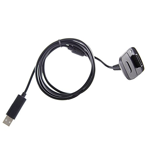 REY Cable de Carga para el Mando Inalámbrico de Microsoft Xbox 360 Negro
