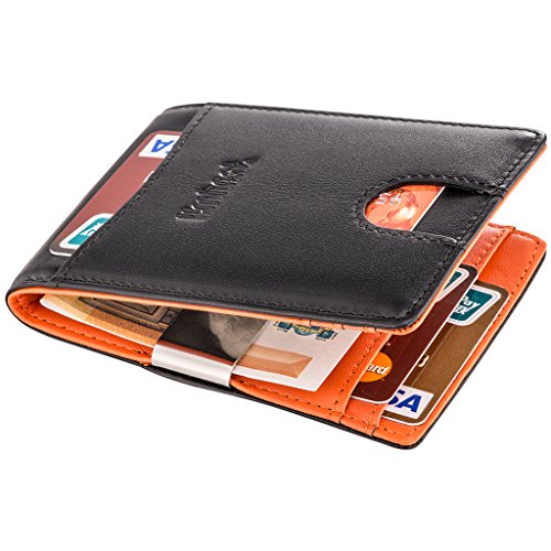 RFID SIim Wallet with Money Clip RFID Blocking Wallet Credit Card Holder Minimalist Mini Wallet Bifold for Men with Gift Box