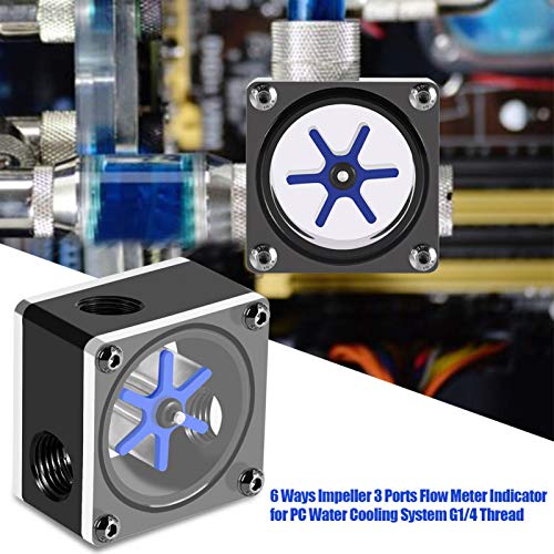 Richer-R Accesorios de Sistema de Refrigeración por Agua,Flujo Agua 6 Impulsor Medidor G1/4 Hilo para PC Computadora Líquido Sistema de Refrigeración de Agua (Acrílico + Pom)