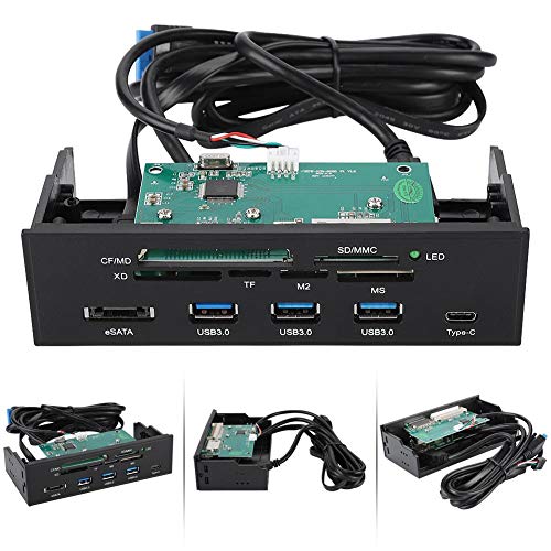 Richer-R Lector de Tarjetas Multifunción,Card Reader para Unidades de 5,25",Compatible con Tarjetas M2/MSO/SD/MS/XD/64G CF. (3 Puertos USB 3.0,Puerto eSATA y USB 3.1,6 Ranuras para Tarjetas)
