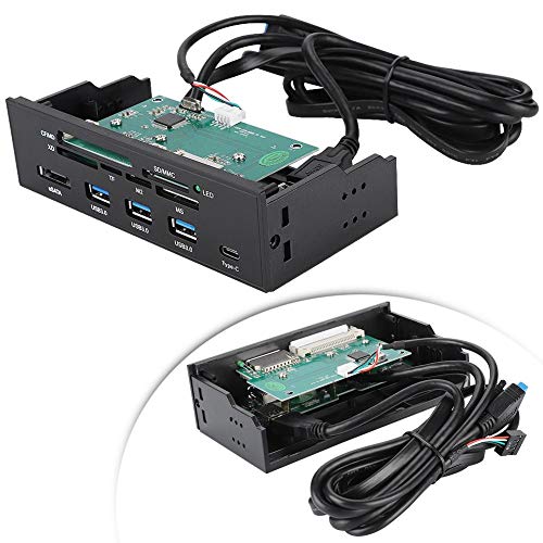 Richer-R Lector de Tarjetas Multifunción,Card Reader para Unidades de 5,25",Compatible con Tarjetas M2/MSO/SD/MS/XD/64G CF. (3 Puertos USB 3.0,Puerto eSATA y USB 3.1,6 Ranuras para Tarjetas)