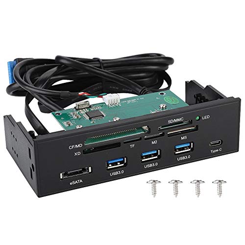 Richer-R Lector de Tarjetas Multifunción,Card Reader para Unidades de 5,25",Compatible con Tarjetas M2/MSO/SD/MS/XD/64G CF. (3 Puertos USB 3.0,Puerto eSATA y USB 3.1,6 Ranuras para Tarjetas)