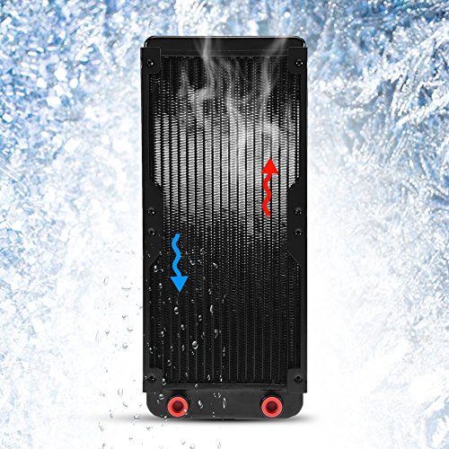 Richer-R Radiador de 240 mm, Radiador de Aluminio de 18 Tubos, Adecuado para el Sistema de Refrigeración de la CPU de la Computadora, Enfriador de Refrigeración por Agua de la CPU de la Computadora