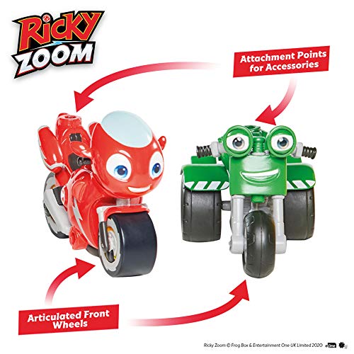 Ricky Zoom T20044 Ricky Zoom & DJ Paquete de 2, Figuras de acción de 3 Pulgadas, Juguete de Moto para niños y niñas de 3 años +
