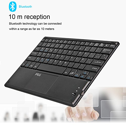 Rii BT11 Ultra-delgado teclado bluetooth con una función de multi-touchpad y batería recargable,color negro - QWERTY Español
