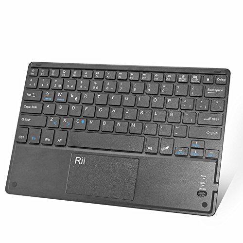 Rii BT11 Ultra-delgado teclado bluetooth con una función de multi-touchpad y batería recargable,color negro - QWERTY Español