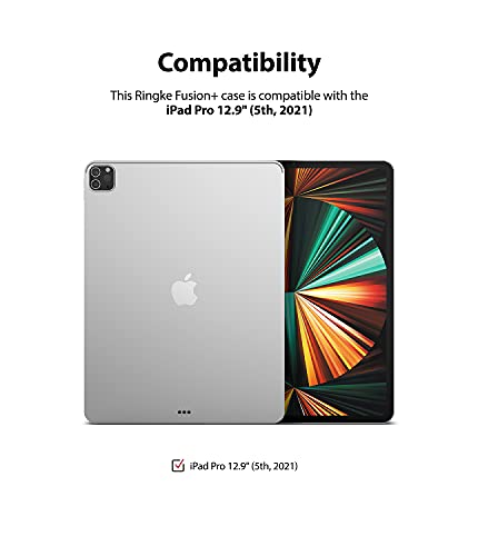 Ringke Fusion Plus Compatible con Funda iPad Pro 12,9 Pulgadas, Solo para 5.ª generación (2021), Carcasa Transparente Parachoque Antigolpes con Agujeros para Cuerda - Clear