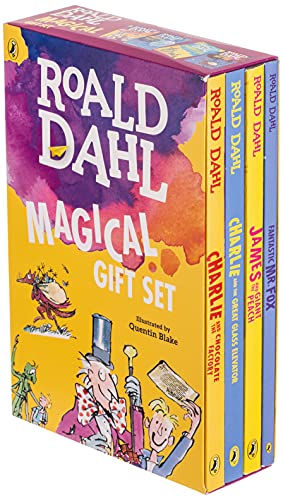 Roald Dahl Magical Gift Set (4 Books): Charlie and the Chocolate Factory, James and the Giant Peach, Fantastic Mr. Fox, Charlie and the Great Glass Elevator
