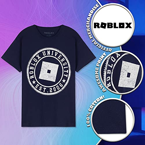 Roblox Camiseta Niño, Ropa Niño de Algodón 100%, Camisetas para Gamers, Regalos para Niños y Adolescentes de 5-15 Años (Azul Marino, 14-15 años)