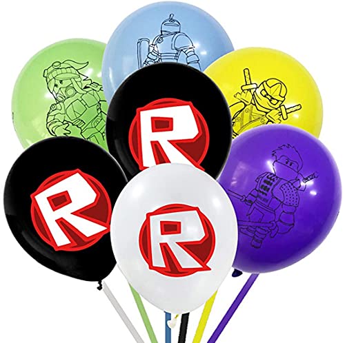 Roblox - Decoración de cumpleaños, suministros para fiestas, decoración de cumpleaños del Roblox Banner de feliz cumpleaños globos decoración para fiestas