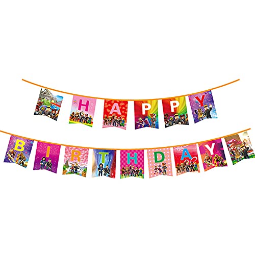 Roblox - Decoración de cumpleaños, suministros para fiestas, decoración de cumpleaños del Roblox Banner de feliz cumpleaños globos decoración para fiestas