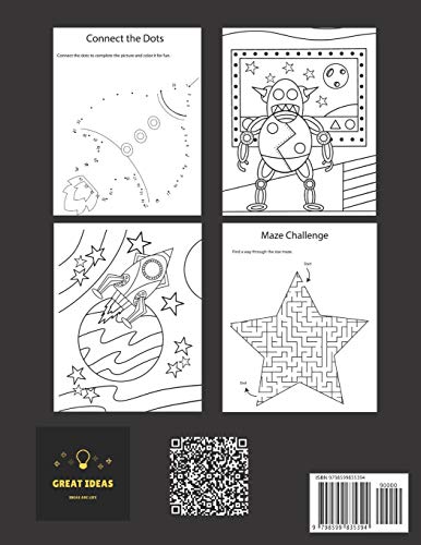 Robots Activity Book Robot Power: Coloring Solar System - Spaceship, Cosmos, Rocket, Sun, Planets, Stars, Earth and Moon for Kids Ages 4-8