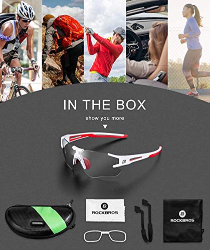 ROCKBROS Gafas de Sol Fotocromáticas Lentes Transparentes para Bicicleta MTB Montaña Ciclismo Running Deportes Unisex