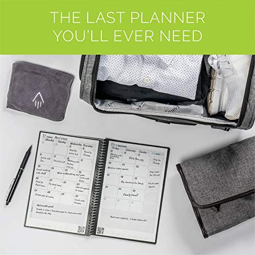 Rocketbook Panda Planner – Planificador diario académico reutilizable con 1 bolígrafo Pilot Frixion y 1 paño de microfibra incluido – Cubierta verde azulado, tamaño ejecutivo A5
