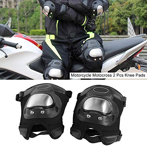 Rodilleras de acero inoxidable, 2 piezas, motocicleta, motocross, ATV, adultos, rodilleras, espinilleras, juego de armadura protectora, negro