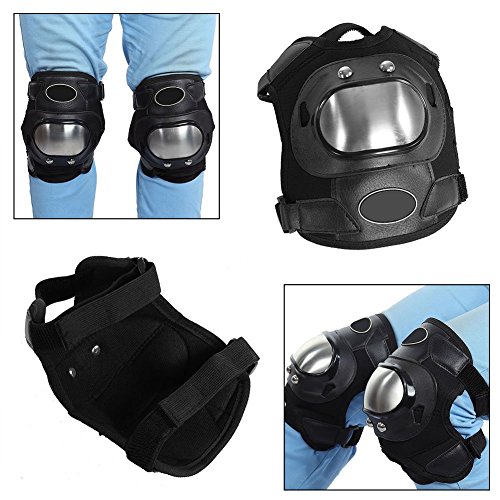 Rodilleras de acero inoxidable, 2 piezas, motocicleta, motocross, ATV, adultos, rodilleras, espinilleras, juego de armadura protectora, negro