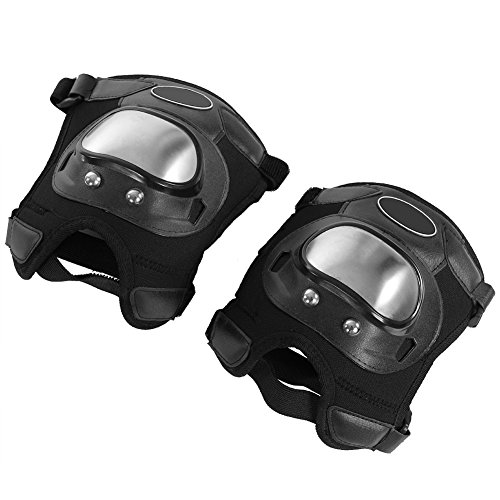 Rodilleras de acero inoxidable, 2 piezas, motocicleta, motocross, ATV, adultos, rodilleras, espinilleras, juego de armadura protectora, negro