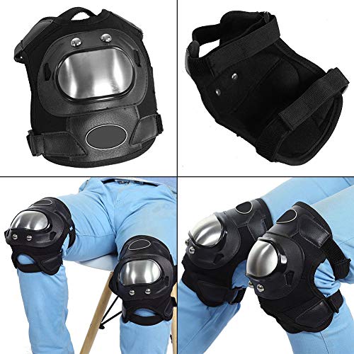 Rodilleras de acero inoxidable, 2 piezas, motocicleta, motocross, ATV, adultos, rodilleras, espinilleras, juego de armadura protectora, negro