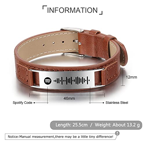 RolaOnly Hombre Pulsera con Spotify Code Music Code Código de Escaneo Brazalete de Cuero Marrón Personalizadas Joyas para Cumpleaños/Día de Navidad/Día de San Valentín/Día de la Madre #1