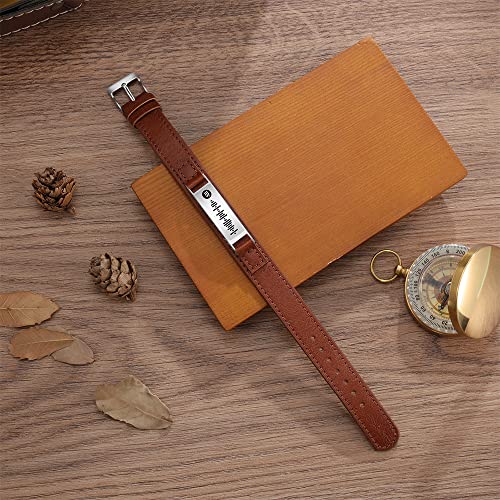 RolaOnly Hombre Pulsera con Spotify Code Music Code Código de Escaneo Brazalete de Cuero Marrón Personalizadas Joyas para Cumpleaños/Día de Navidad/Día de San Valentín/Día de la Madre #1