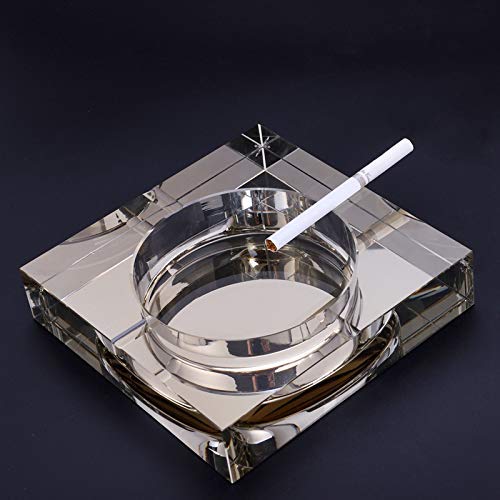RONGW JKUNYU Cenicero Modern Home/Oficina Arte Deco portátil Plaza Cenicero de Cristal de Oro Modelo 10 cm