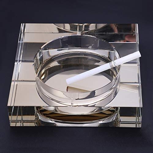 RONGW JKUNYU Cenicero Modern Home/Oficina Arte Deco portátil Plaza Cenicero de Cristal de Oro Modelo 10 cm