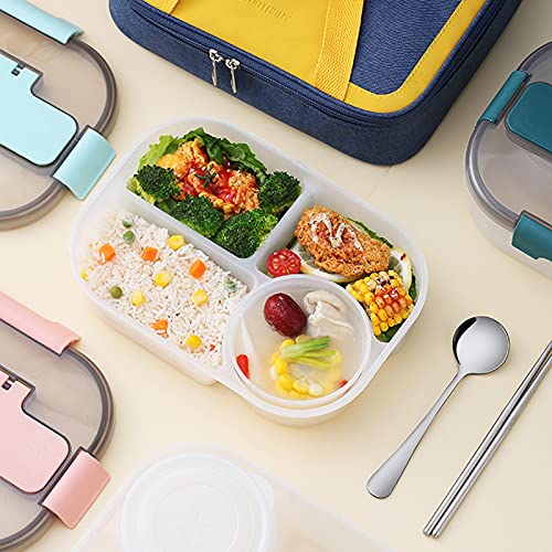 Rotyroya Fiambrera con aislamiento térmico, contenedores de preparación de comidas, 1 juego de 1500 ml Bento Box Multi-Grid a prueba de fugas PP Snacks Soup Food Storage Box para cocina - Rosa