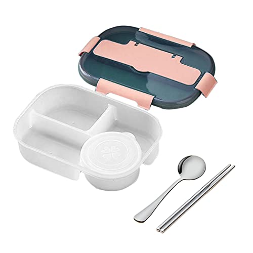 Rotyroya Fiambrera con aislamiento térmico, contenedores de preparación de comidas, 1 juego de 1500 ml Bento Box Multi-Grid a prueba de fugas PP Snacks Soup Food Storage Box para cocina - Rosa