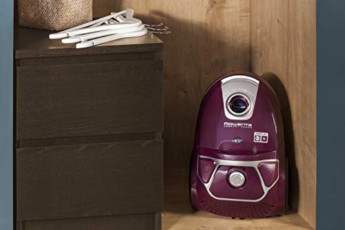 Rowenta Compact Power Morado RO3969, Aspirador trineo con bolsa de alta filtración y filtro permanente gran eficiencia, depósito de 3 L, cable de 6.2 m, accesorios de coche para más versatilidad