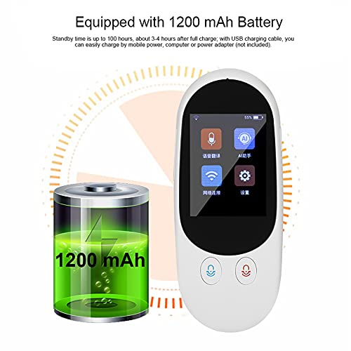 Ruiqas Máquina de traducción 2.4 "IPS LCD Display Traductor portátil WiFi inteligente voz bidireccional Discurso Traductor en tiempo real