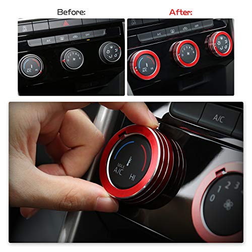 RUIYA Golf 7 MK7 2016 – 2019 Audio Aire Acondicionado Botón, Material ABS, cubierta de botón (rojo)