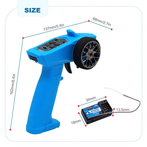 RUIZHI Turbo Racing 91803G-VT 2.4GHz 3CH Radio Transmisor 3 Canales Control Remoto con Receptor para RC Car Boat