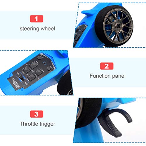 RUIZHI Turbo Racing 91803G-VT 2.4GHz 3CH Radio Transmisor 3 Canales Control Remoto con Receptor para RC Car Boat