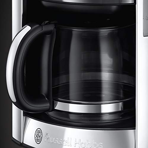 Russell Hobbs Cafetera de Goteo Luna Moonlight - 12 Tazas, Jarra de Cristal, Capacidad para 1,8 L, Programable, Soporte de Filtro Lavable, Acero Inoxidable, Plata y Gris - 23241-56