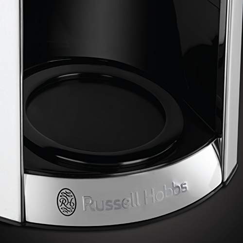 Russell Hobbs Cafetera de Goteo Luna Moonlight - 12 Tazas, Jarra de Cristal, Capacidad para 1,8 L, Programable, Soporte de Filtro Lavable, Acero Inoxidable, Plata y Gris - 23241-56
