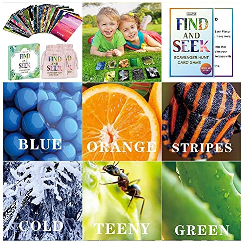 RUSTOO Juguetes para niños al Aire Libre, Juegos de Pascua, Juego de Cartas Find and Seek Scavenger Hunt, Juegos de Cartas Interiores al Aire Libre para Amigos de la Familia