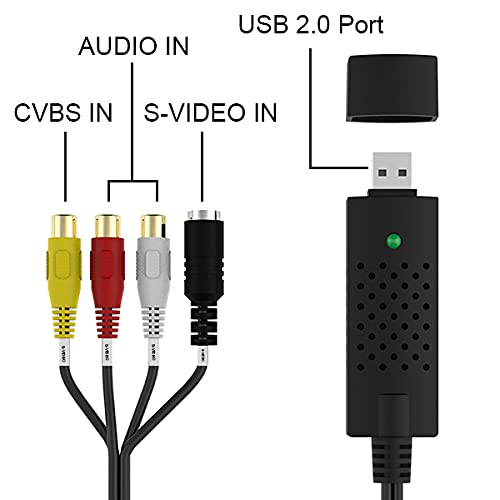 Rybozen Convertidor de audio/video USB 2.0 Digitalice y edite video desde cualquier fuente analógica incluyendo VCR DVD VCR