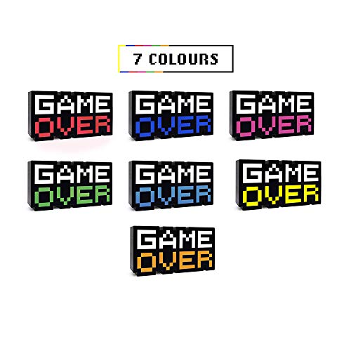 RYRA Lámpara de noche LED 3D de Game Over, 7 colores cambiantes, decoración para sala de juegos para niños, decoración de sala de juegos, Navidad, vacaciones, cumpleaños, regalo para niños y niñas