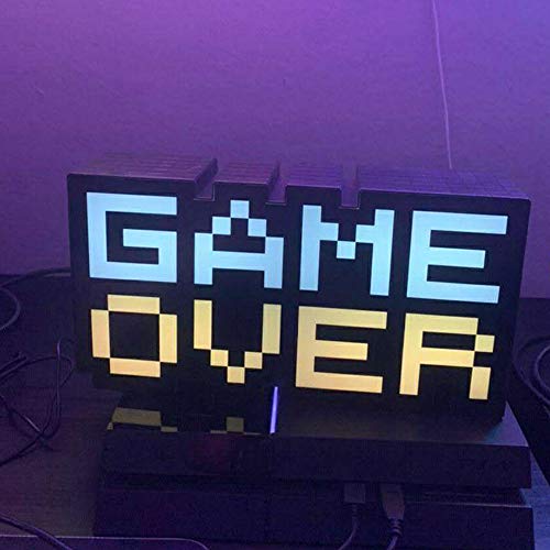 RYRA Lámpara de noche LED 3D de Game Over, 7 colores cambiantes, decoración para sala de juegos para niños, decoración de sala de juegos, Navidad, vacaciones, cumpleaños, regalo para niños y niñas
