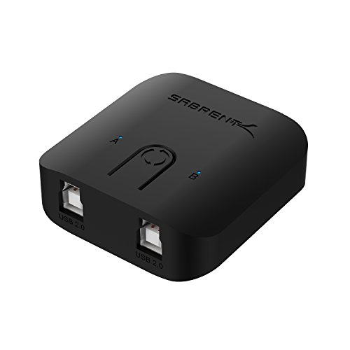 Sabrent Interruptor para Compartir USB 2.0 para múltiples computadoras y periféricos Indicadores de Dispositivos LED (USB-SW20)