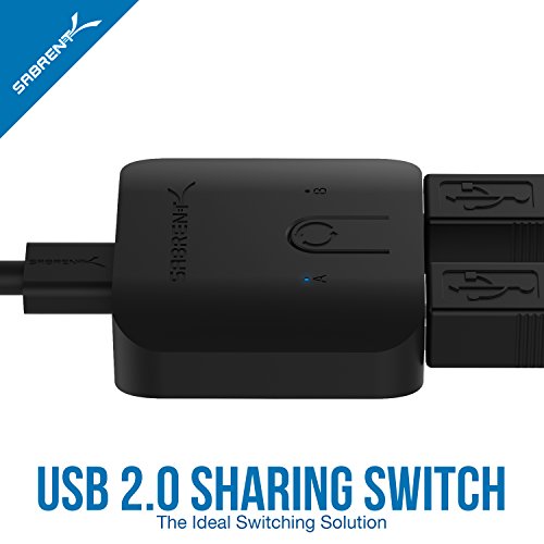 Sabrent Interruptor para Compartir USB 2.0 para múltiples computadoras y periféricos Indicadores de Dispositivos LED (USB-SW20)