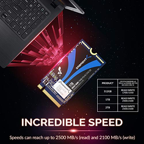 Sabrent Rocket de 1 TB NVME PCIE M.2 2242 DRAM-Less de Baja Potencia eléctrica con Alto desempeño SSD (SB-1342-1TB)
